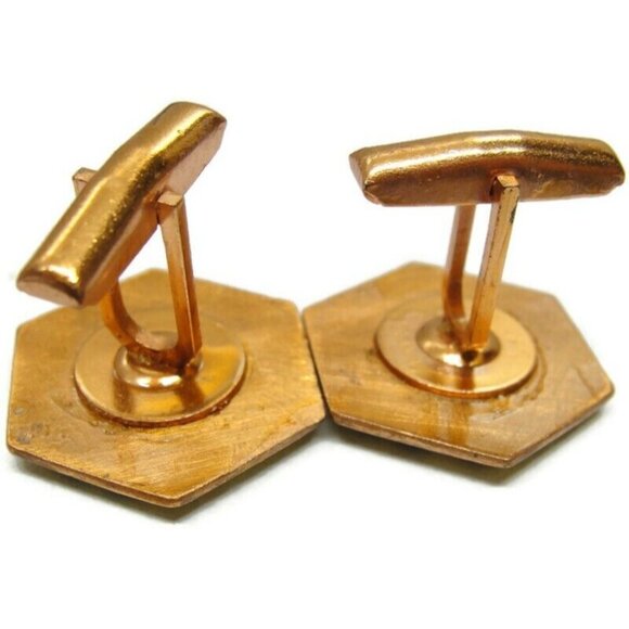 Yellow Dots Enamel Copper Cufflinks Shirt Accessories Wedding Vintage - Picture 11 of 12